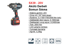 Stechend SX39 20V 6.0 Ah Çift Akülü Darbeli Somun Sıkma