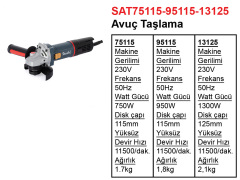 Stechend SAT13125 Avuç  Taşlama 1300W Ø:125 mm