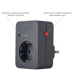 Bylion Şok ve Akım Korumalı Fiş Priz Siyah 720J - 5'li Paket