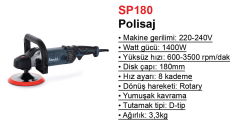 Stechend SP180  Polisaj Makinası 1400W Ø:180 mm