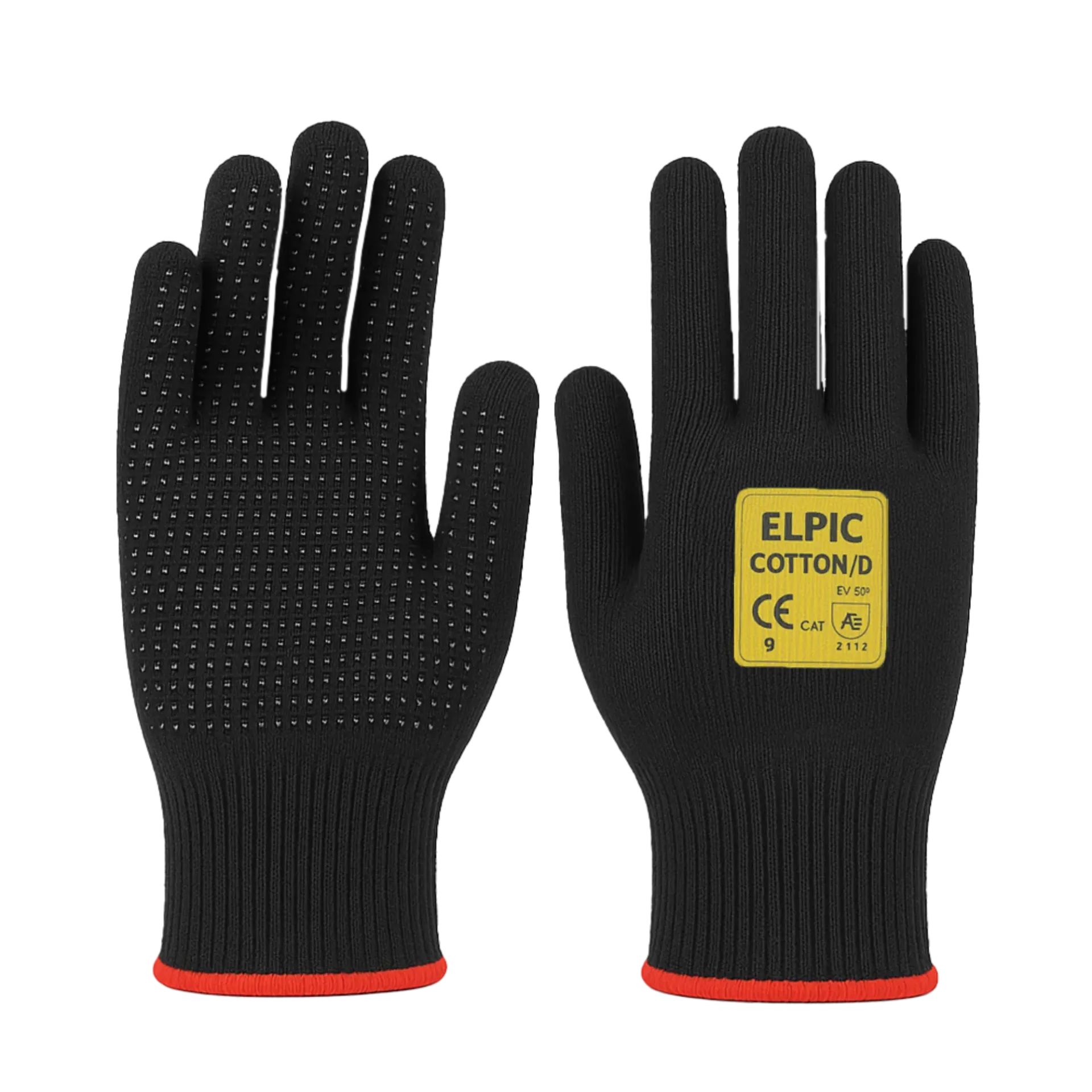 Elpic Cotton D Siyah Dotlu Eldiven 9 No 240'lı Koli