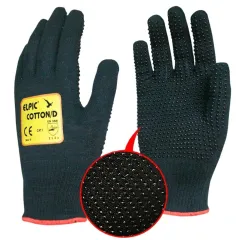 Elpic Cotton D Siyah Dotlu Eldiven 9 No 240'lı Koli